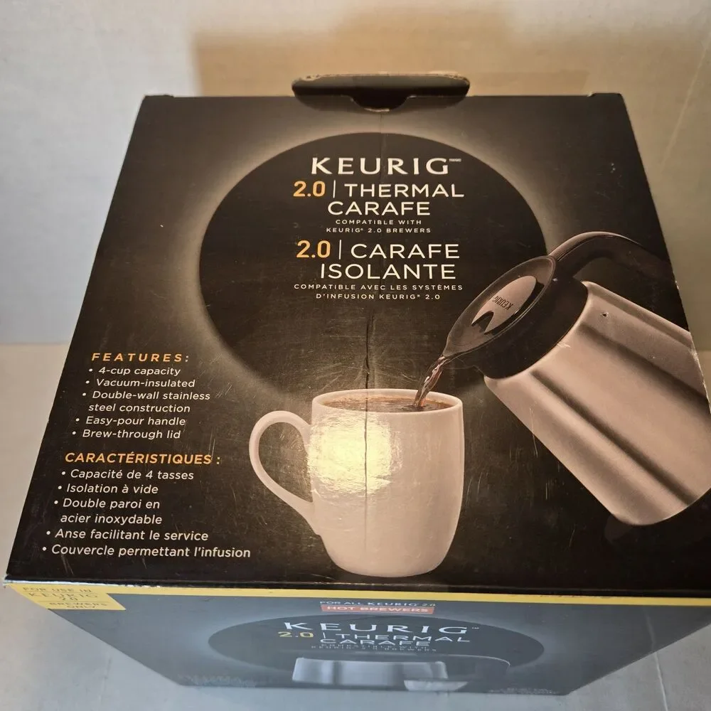 Keurig 2.0 Stainless Steel Thermal Double Wall Coffee Carafe 4 Cup Capacity CIB